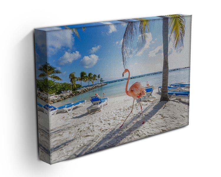 Three flamingos on the beach Canvas Print or Poster - Canvas Art Rocks - 3
