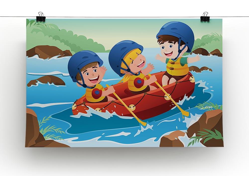 Three happy kids on boat Canvas Print or Poster - Canvas Art Rocks - 2