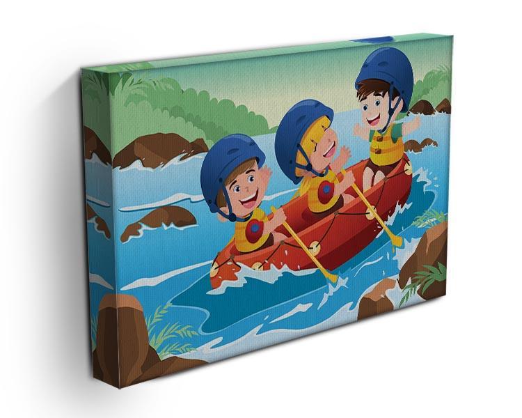 Three happy kids on boat Canvas Print or Poster - Canvas Art Rocks - 3
