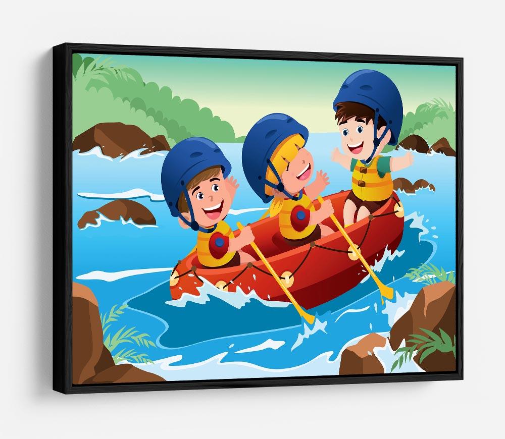 Three happy kids on boat HD Metal Print