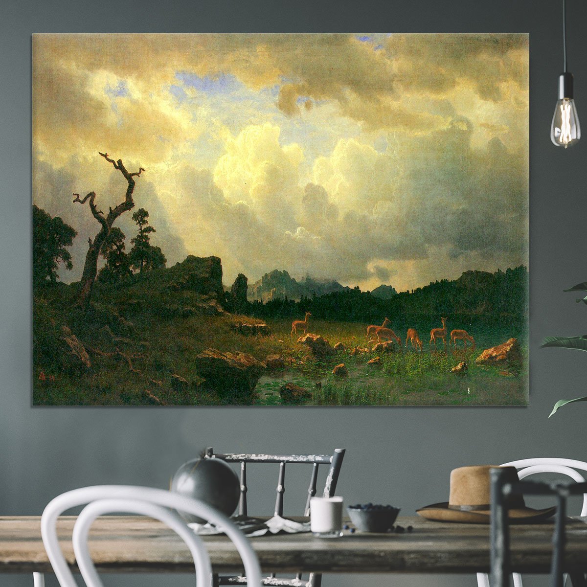 Thunderstorms in the Rocky Mountains by Bierstadt Canvas Print or Poster