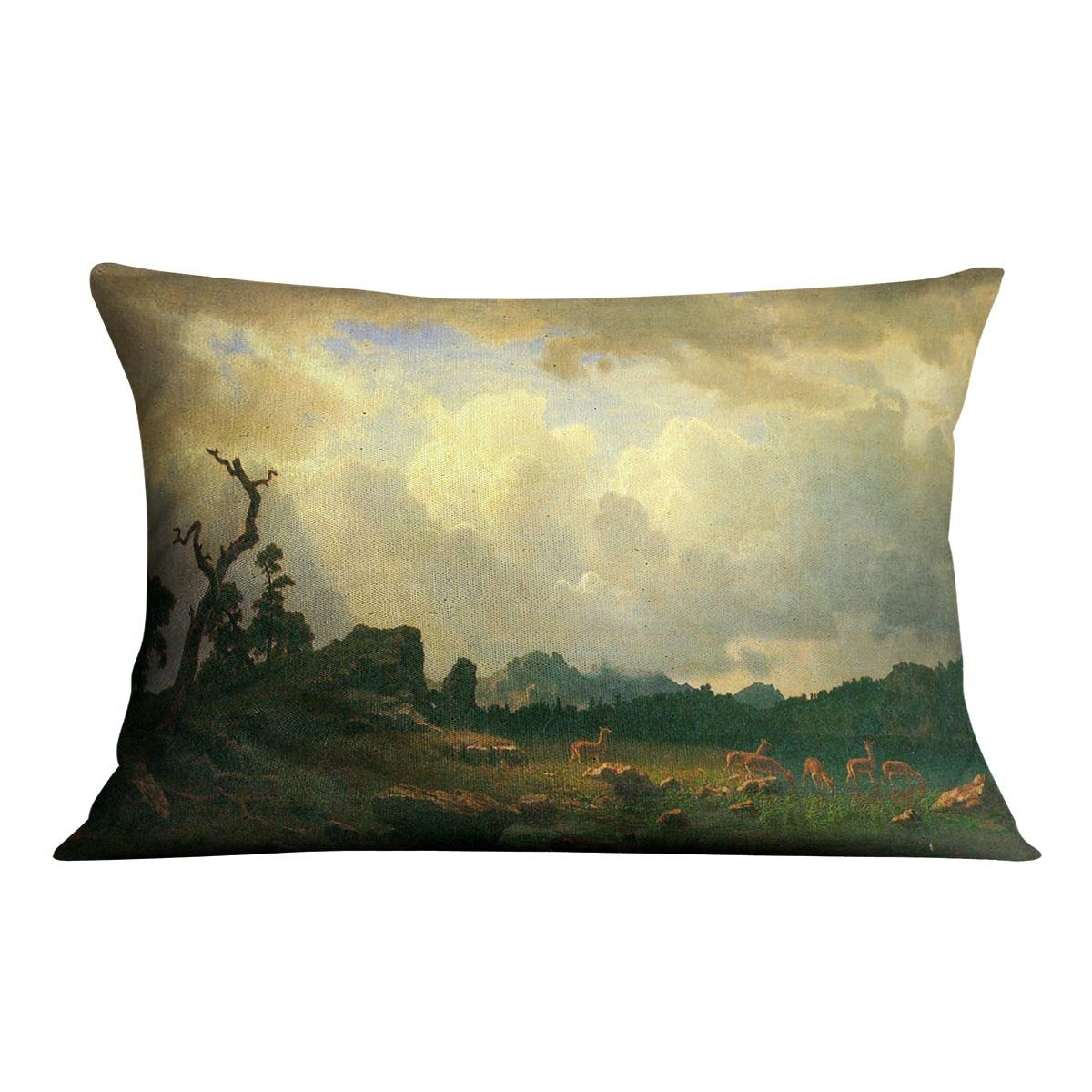 Thunderstorms in the Rocky Mountains by Bierstadt Cushion - Canvas Art Rocks - 4