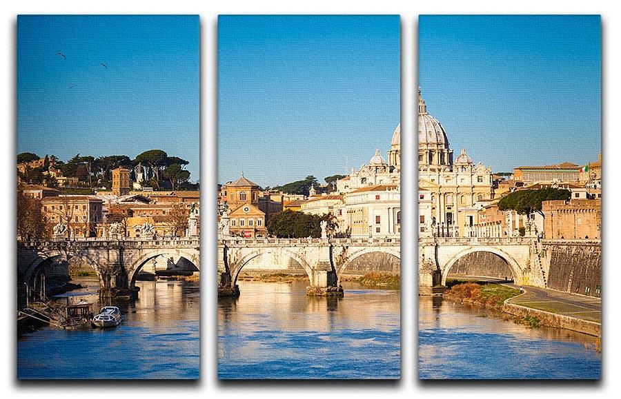 Tiber and St Peter s cathedral 3 Split Panel Canvas Print - Canvas Art Rocks - 1