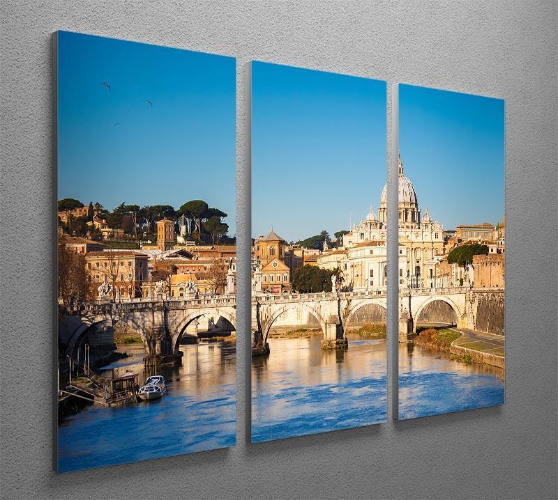 Tiber and St Peter s cathedral 3 Split Panel Canvas Print - Canvas Art Rocks - 2