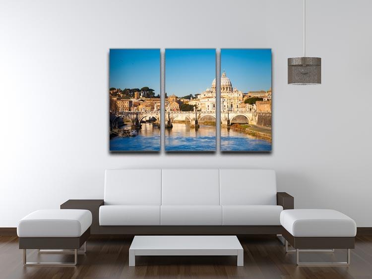 Tiber and St Peter s cathedral 3 Split Panel Canvas Print - Canvas Art Rocks - 3