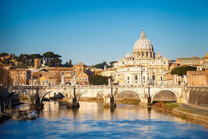 Tiber and St Peter s cathedral Wall Mural Wallpaper - Canvas Art Rocks - 1
