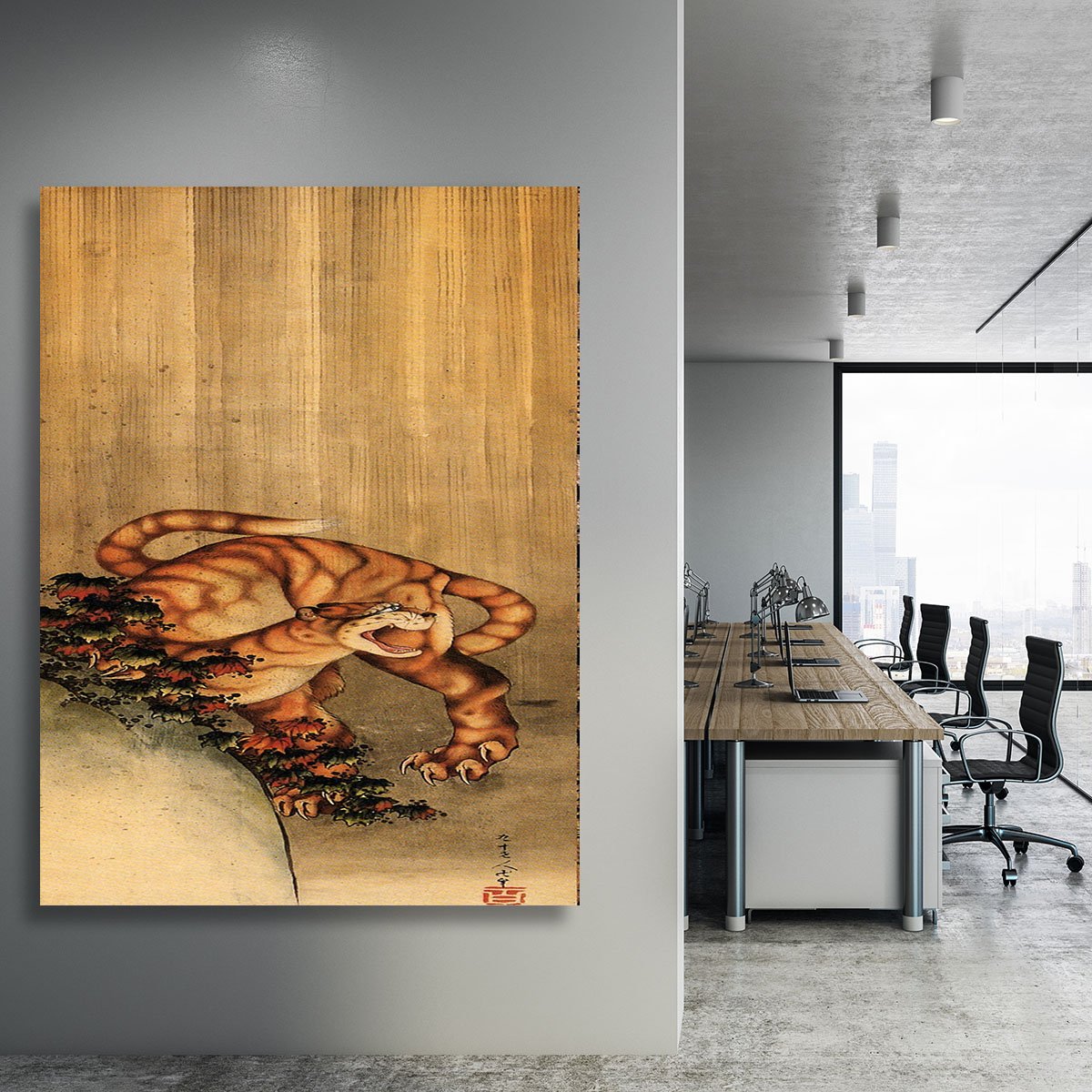 Tiger in the rain by Hokusai Canvas Print or Poster