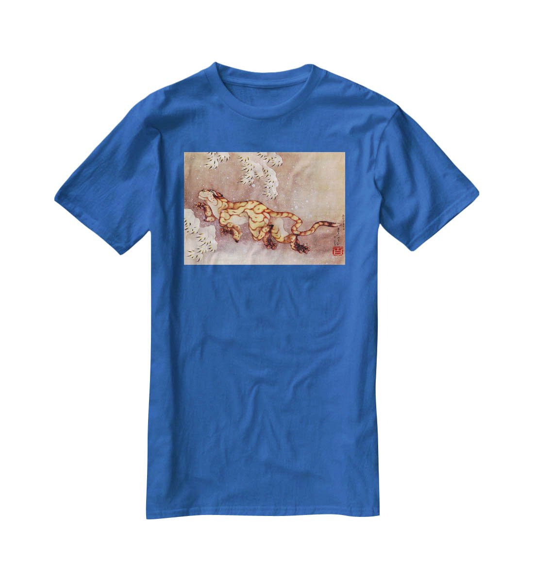 Tiger in the snow by Hokusai T-Shirt - Canvas Art Rocks - 2