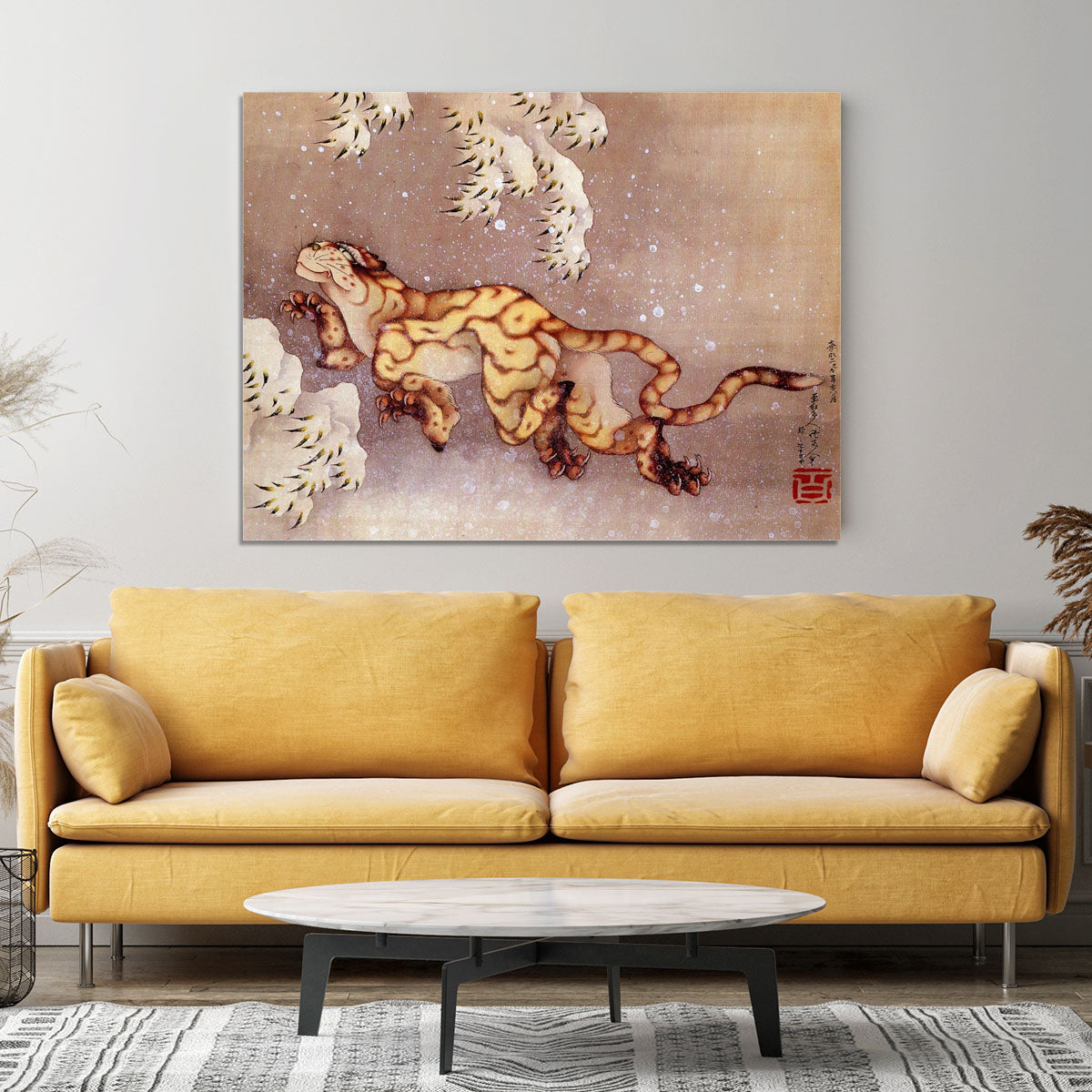 Tiger in the snow by Hokusai Canvas Print or Poster - Canvas Art Rocks - 4