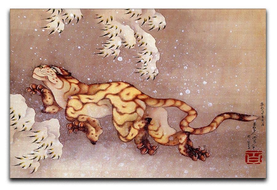Tiger in the snow by Hokusai Canvas Print or Poster  - Canvas Art Rocks - 1