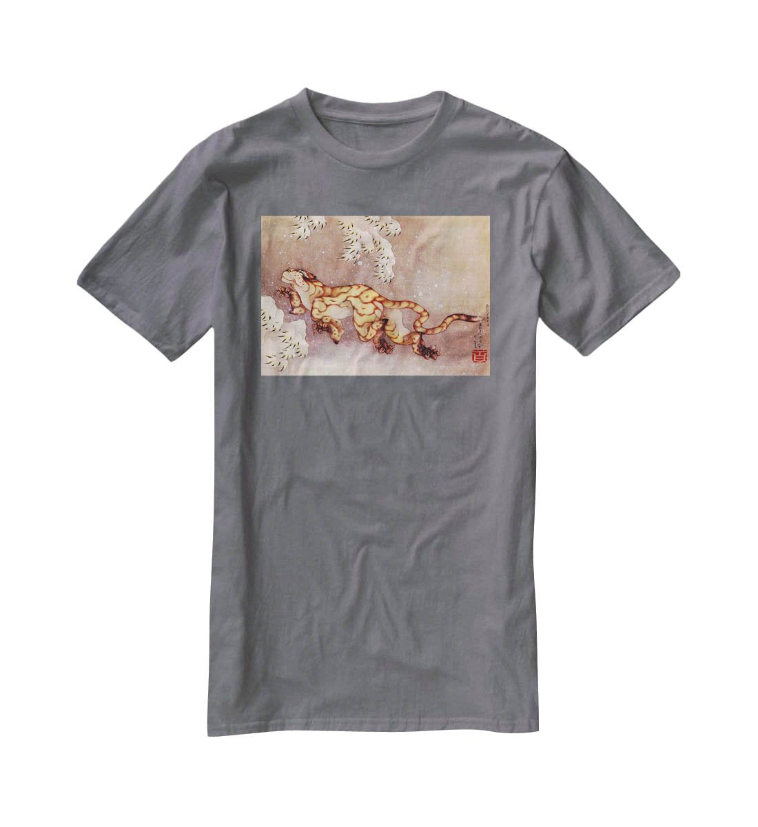 Tiger in the snow by Hokusai T-Shirt - Canvas Art Rocks - 3