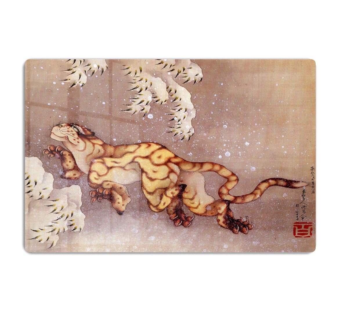 Tiger in the snow by Hokusai HD Metal Print