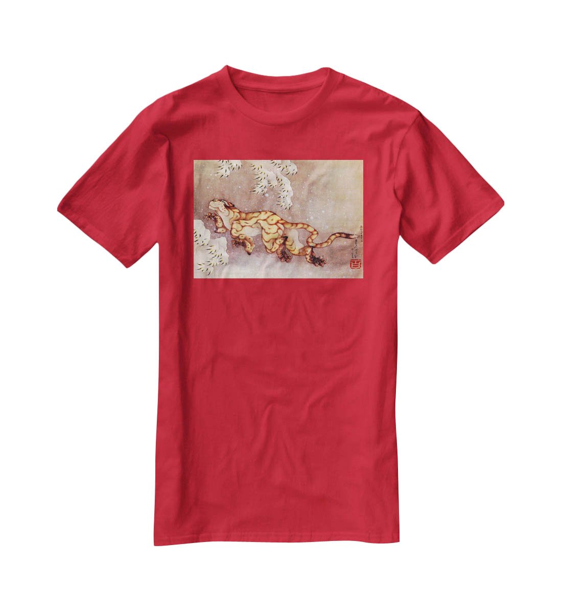 Tiger in the snow by Hokusai T-Shirt - Canvas Art Rocks - 4