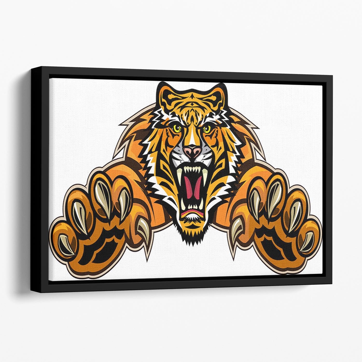 Tiger jump Floating Framed Canvas - Canvas Art Rocks - 1