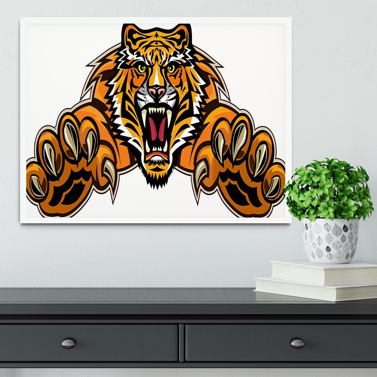 Tiger jump Framed Print - Canvas Art Rocks -6