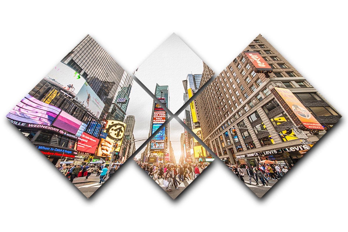Times Square at sunset 4 Square Multi Panel Canvas  - Canvas Art Rocks - 1