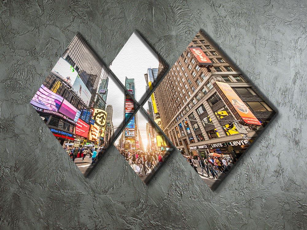Times Square at sunset 4 Square Multi Panel Canvas  - Canvas Art Rocks - 2