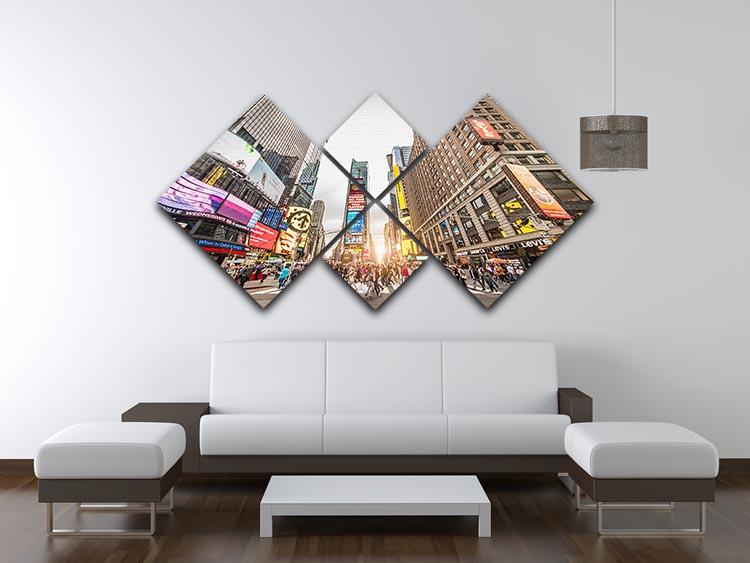 Times Square at sunset 4 Square Multi Panel Canvas  - Canvas Art Rocks - 3