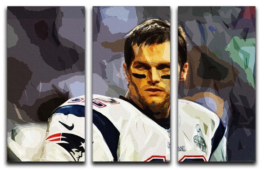 Tom Brady New England Patriots 3 Split Panel Canvas Print - Canvas Art Rocks - 1