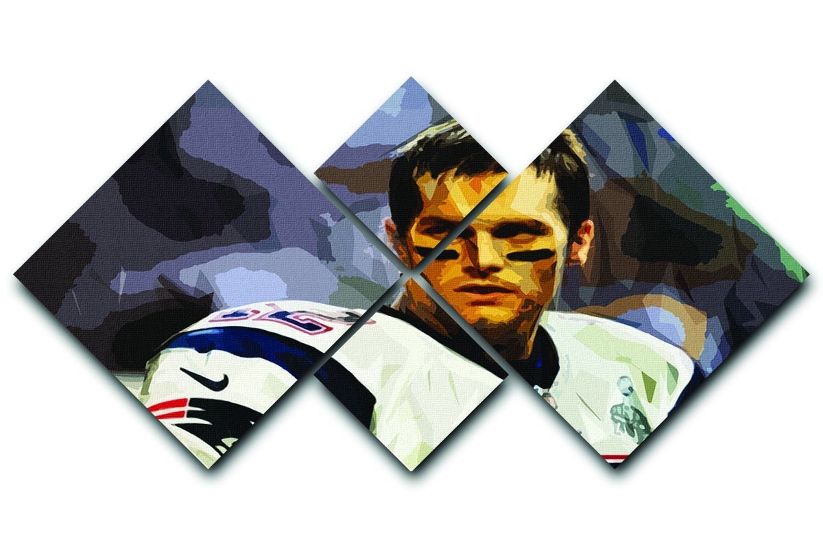 Tom Brady New England Patriots 4 Square Multi Panel Canvas  - Canvas Art Rocks - 1