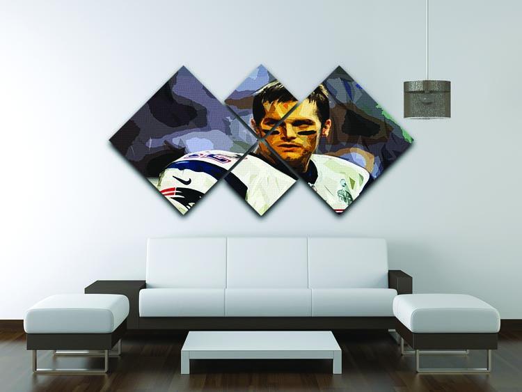 Tom Brady New England Patriots 4 Square Multi Panel Canvas - Canvas Art Rocks - 3