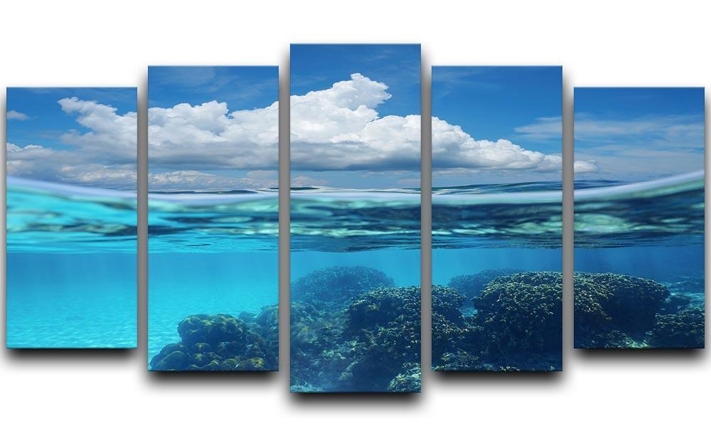 Top half with blue sky and cloud 5 Split Panel Canvas  - Canvas Art Rocks - 1