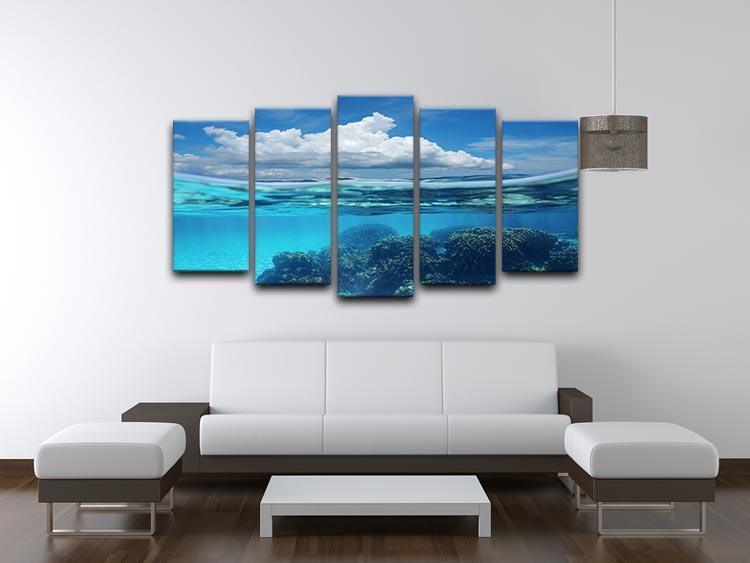 Top half with blue sky and cloud 5 Split Panel Canvas  - Canvas Art Rocks - 3