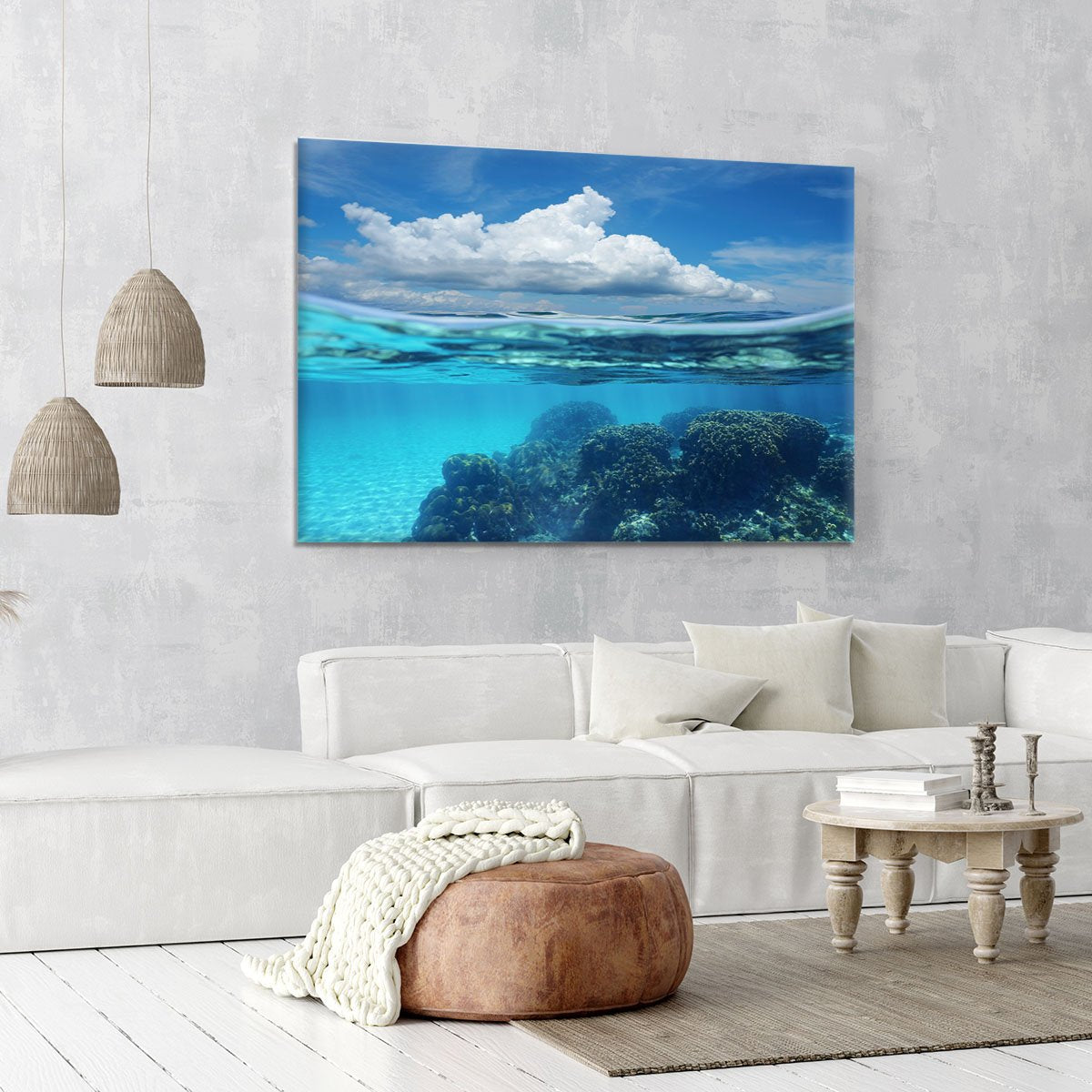 Top half with blue sky and cloud Canvas Print or Poster
