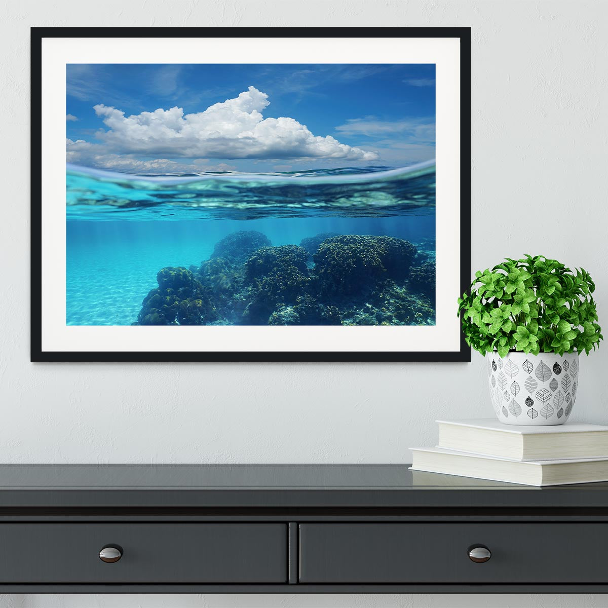 Top half with blue sky and cloud Framed Print - Canvas Art Rocks - 1