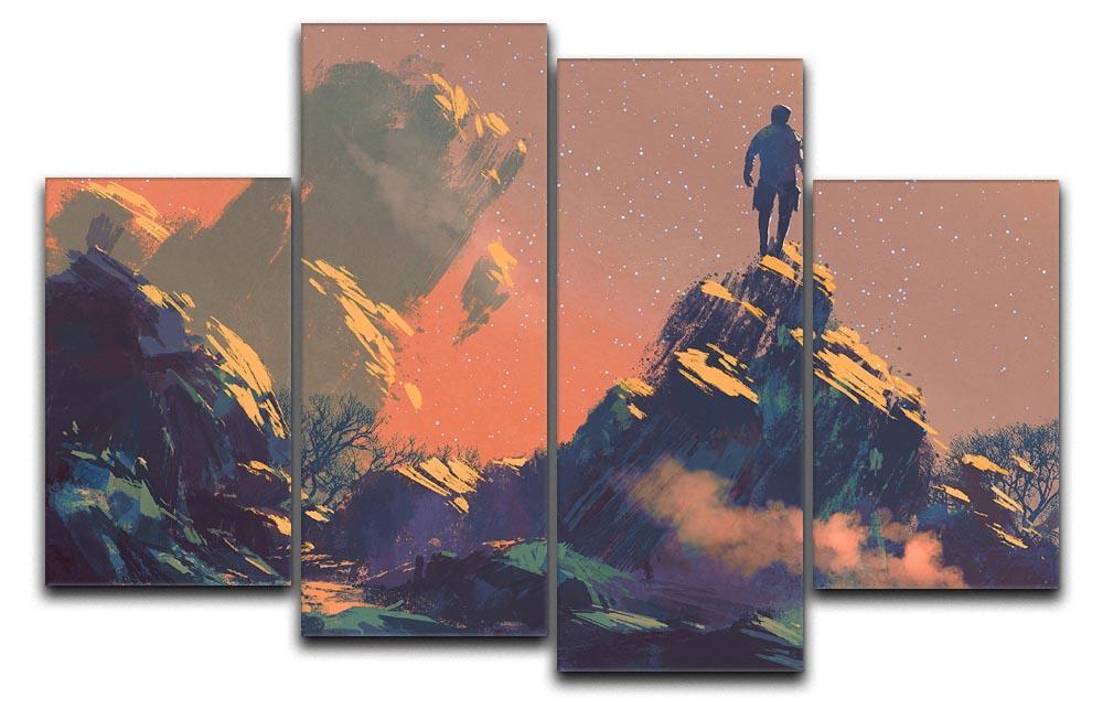 Top of the hill watching the stars 4 Split Panel Canvas  - Canvas Art Rocks - 1