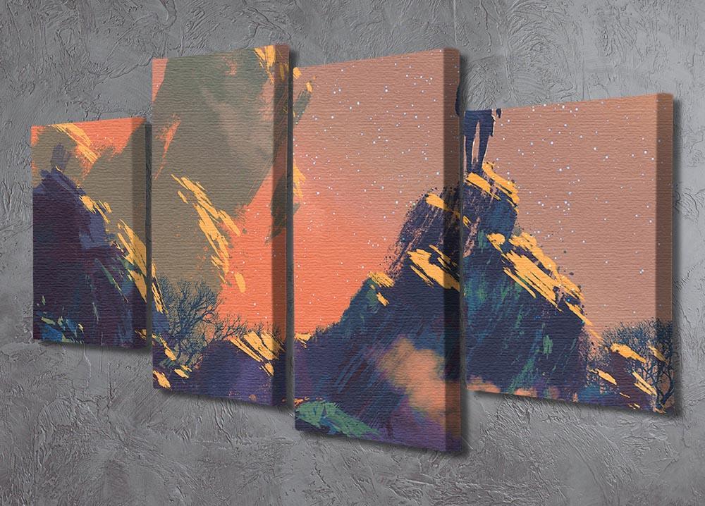 Top of the hill watching the stars 4 Split Panel Canvas  - Canvas Art Rocks - 2