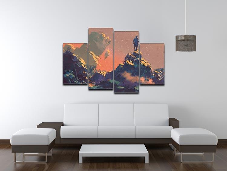Top of the hill watching the stars 4 Split Panel Canvas  - Canvas Art Rocks - 3