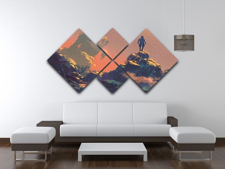 Top of the hill watching the stars 4 Square Multi Panel Canvas  - Canvas Art Rocks - 3