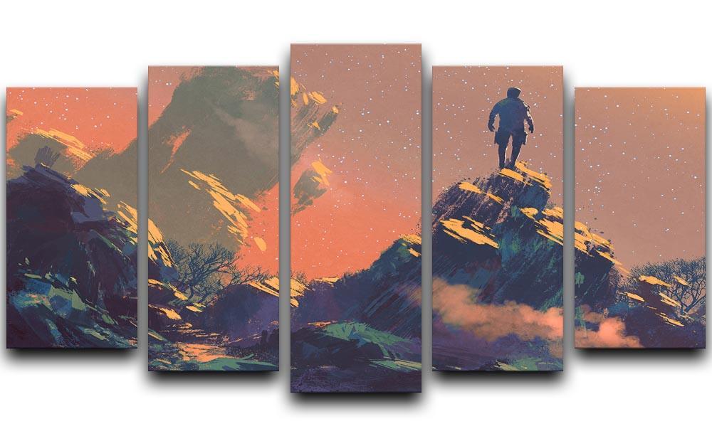 Top of the hill watching the stars 5 Split Panel Canvas  - Canvas Art Rocks - 1