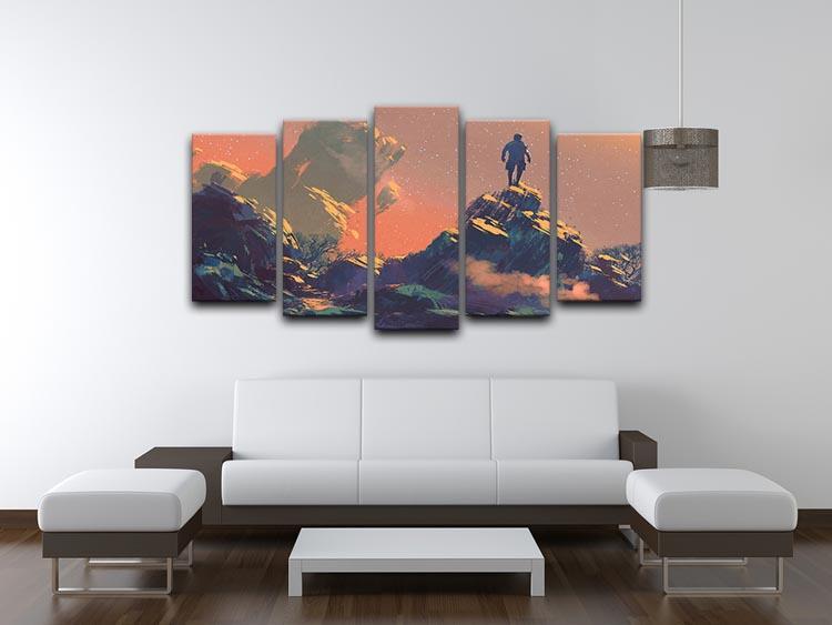 Top of the hill watching the stars 5 Split Panel Canvas  - Canvas Art Rocks - 3