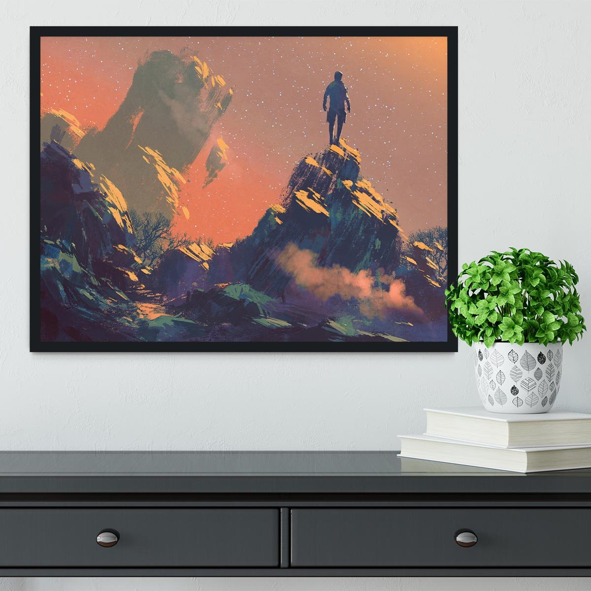 Top of the hill watching the stars Framed Print - Canvas Art Rocks - 2