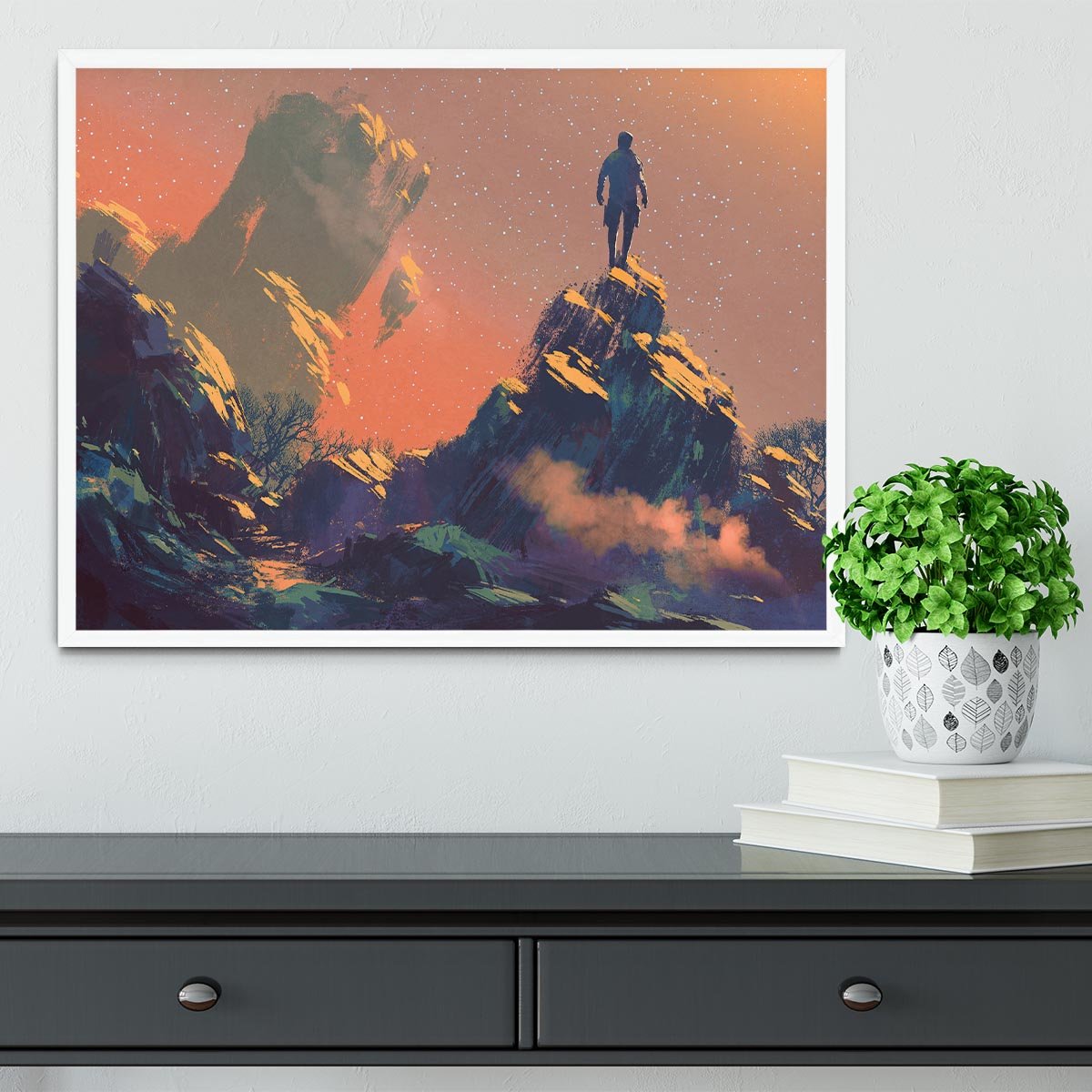 Top of the hill watching the stars Framed Print - Canvas Art Rocks -6