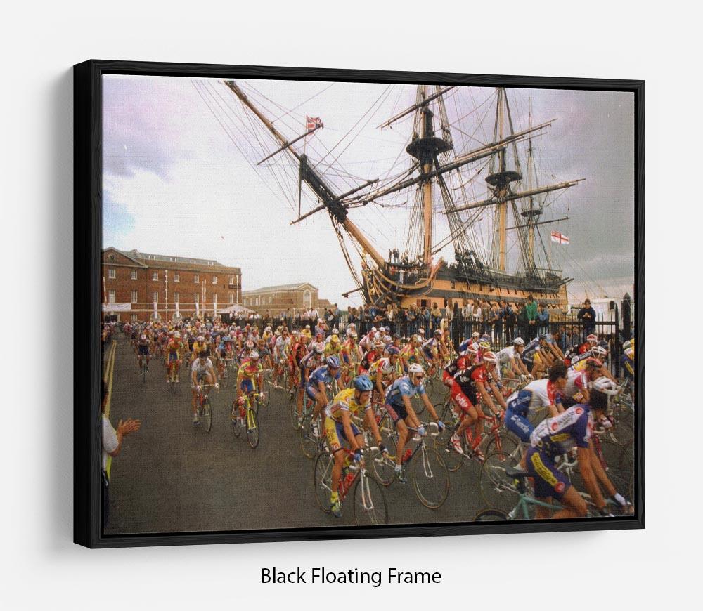 Tour de France in Portsmouth Floating Frame Canvas - Canvas Art Rocks - 1