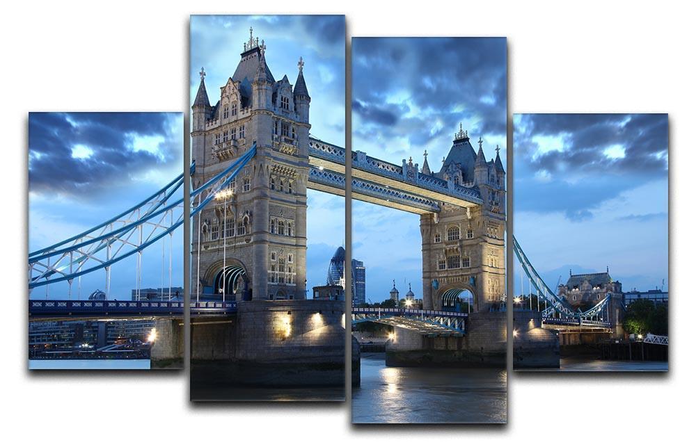 Tower Bridge in the evening 4 Split Panel Canvas  - Canvas Art Rocks - 1