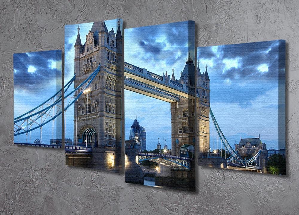 Tower Bridge in the evening 4 Split Panel Canvas  - Canvas Art Rocks - 2