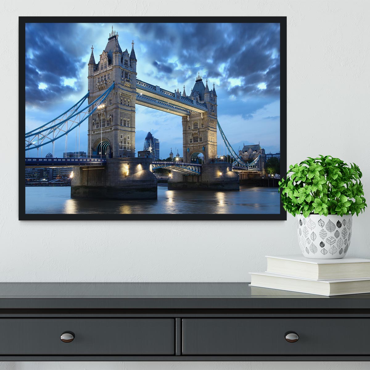 Tower Bridge in the evening Framed Print - Canvas Art Rocks - 2