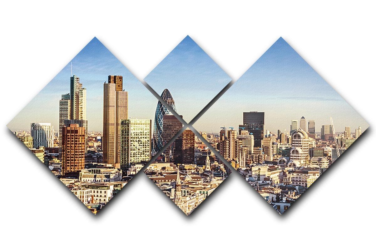 Tower Lloyds of London and Canary Wharf 4 Square Multi Panel Canvas  - Canvas Art Rocks - 1