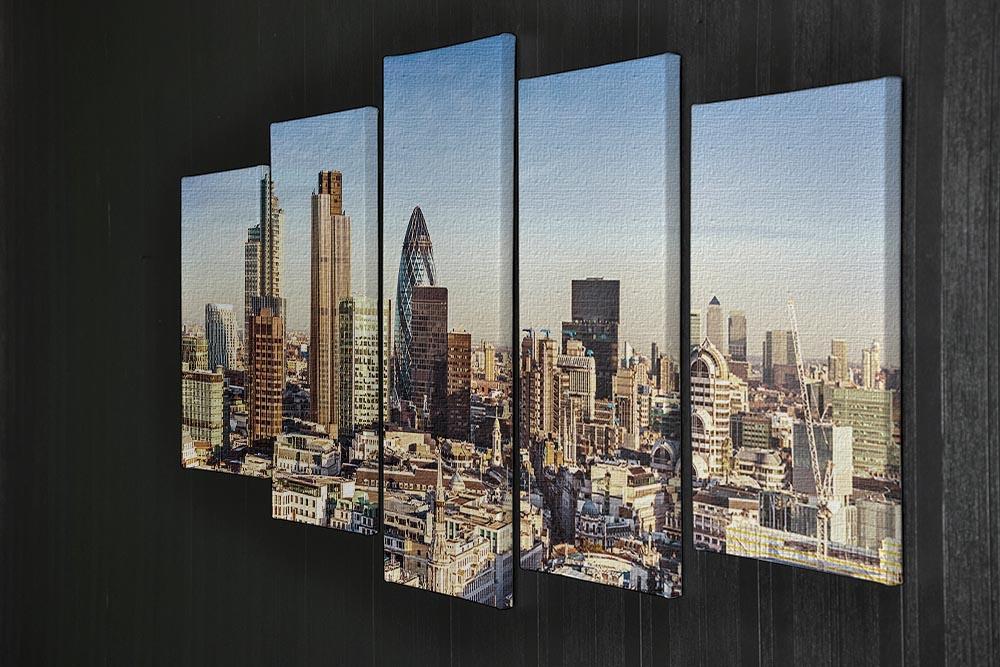 Tower Lloyds of London and Canary Wharf 5 Split Panel Canvas  - Canvas Art Rocks - 2