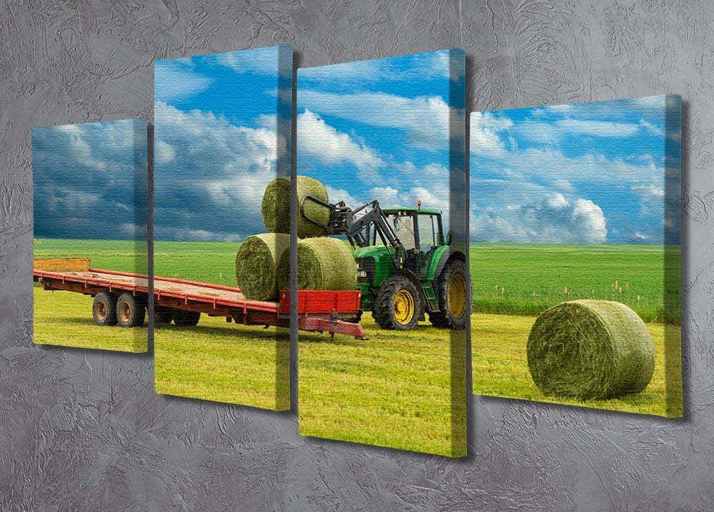 Tractor and trailer with hay bales 4 Split Panel Canvas  - Canvas Art Rocks - 2