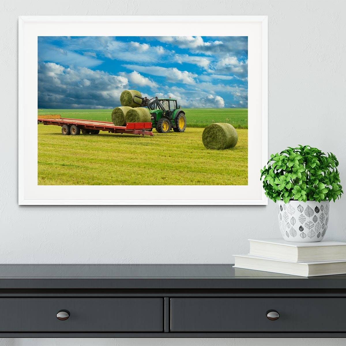 Tractor and trailer with hay bales Framed Print - Canvas Art Rocks - 5