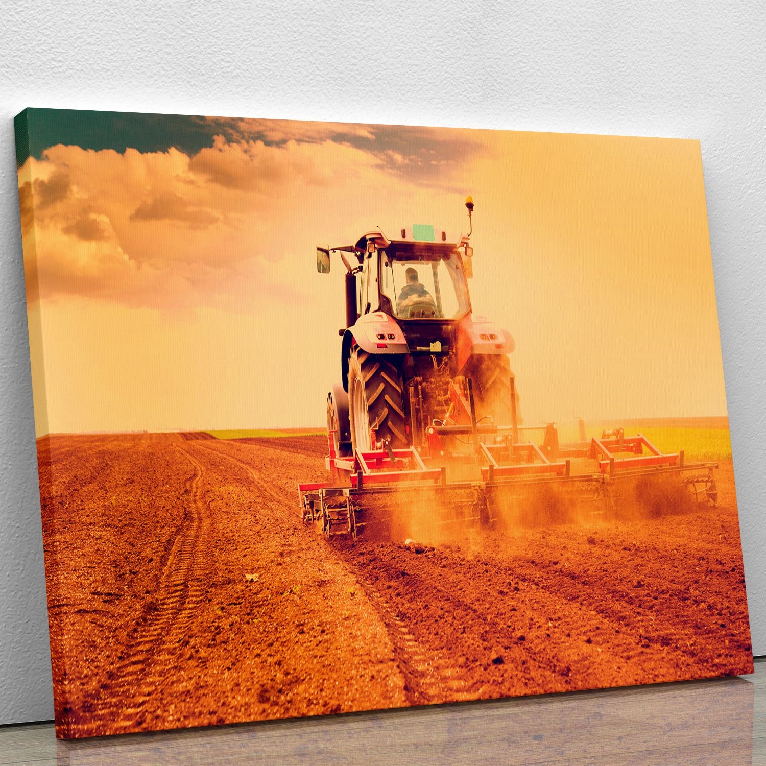 Tractor in sunset Canvas Print or Poster