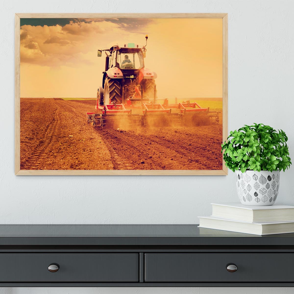 Tractor in sunset Framed Print - Canvas Art Rocks - 4
