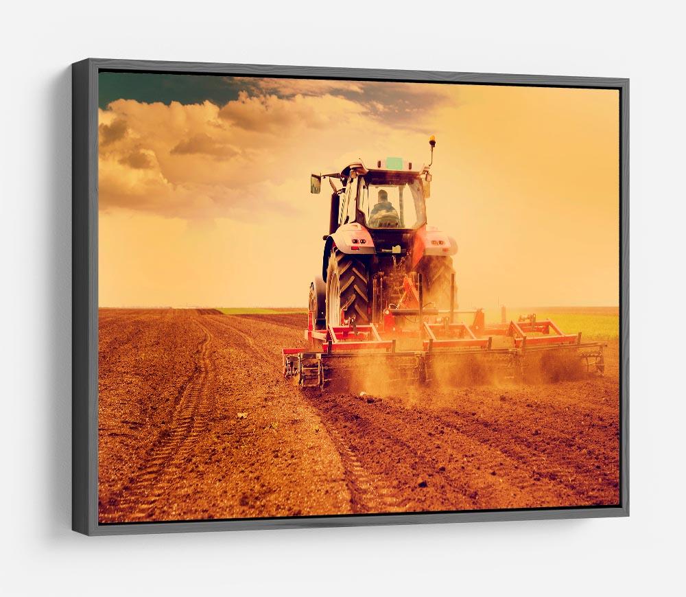 Tractor in sunset HD Metal Print