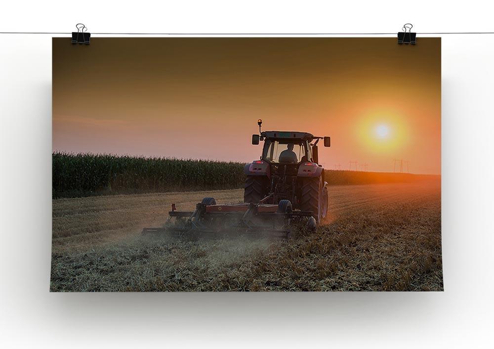 Tractor plowing field at dusk Canvas Print or Poster - Canvas Art Rocks - 2