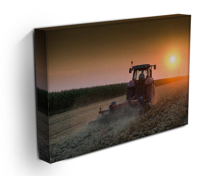 Tractor plowing field at dusk Canvas Print or Poster - Canvas Art Rocks - 3